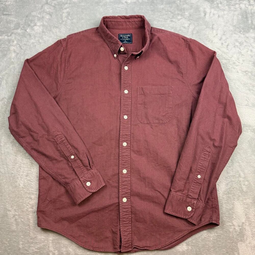 Abercrombie-fitch Men's Burgundy and Red Shirt
